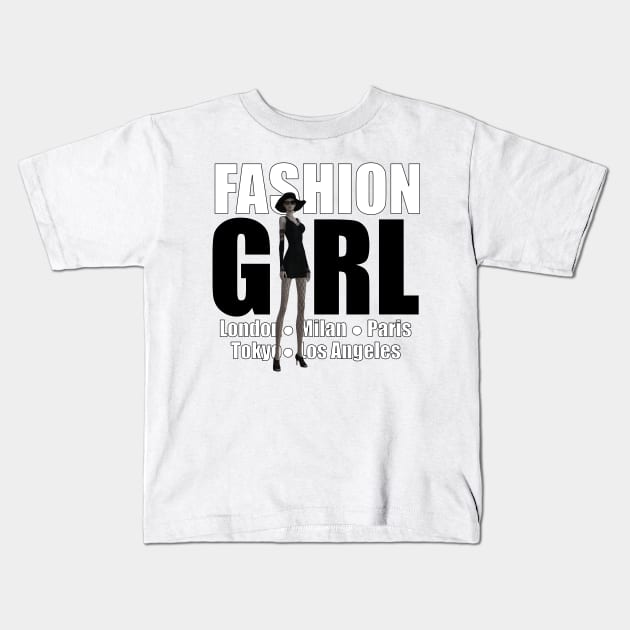 Fashion Girl Kids T-Shirt by TheTipsyRedFox